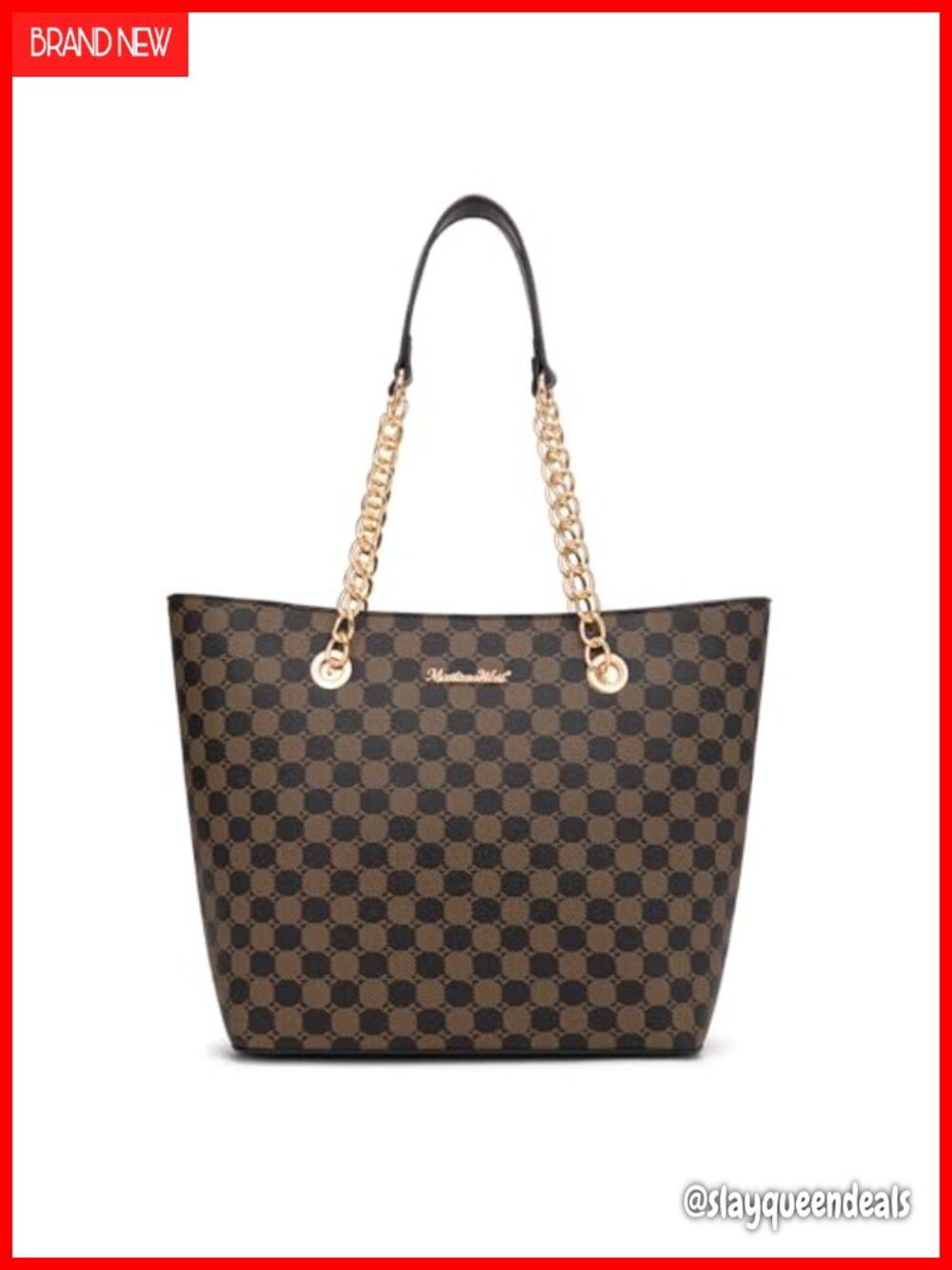 Women's Faux Leather Chain Top Handle Satchel Bag